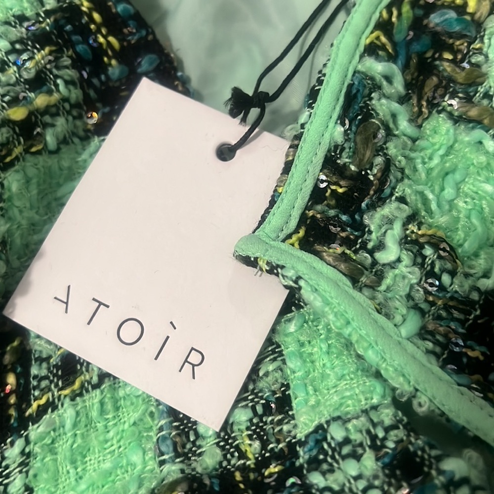 Atoir Leave Me Be Dress Aspen Green Plaid Tweed Mini Dress XS NWT Ruffle - Picture 5 of 7